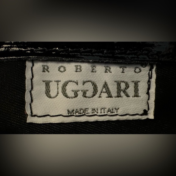 Handbag Purse Black Patent Croco embossed by Roberto Uggari of Italy - Picture 9 of 12